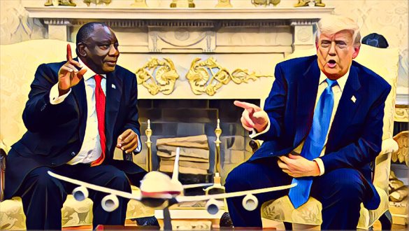 Donald Trump and Julius Malema in separate addresses