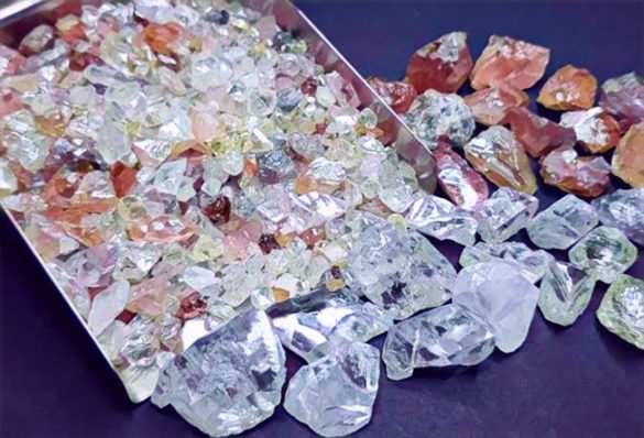 Rough diamonds from Vast Resources' historic parcel released by the Reserve Bank of Zimbabwe.